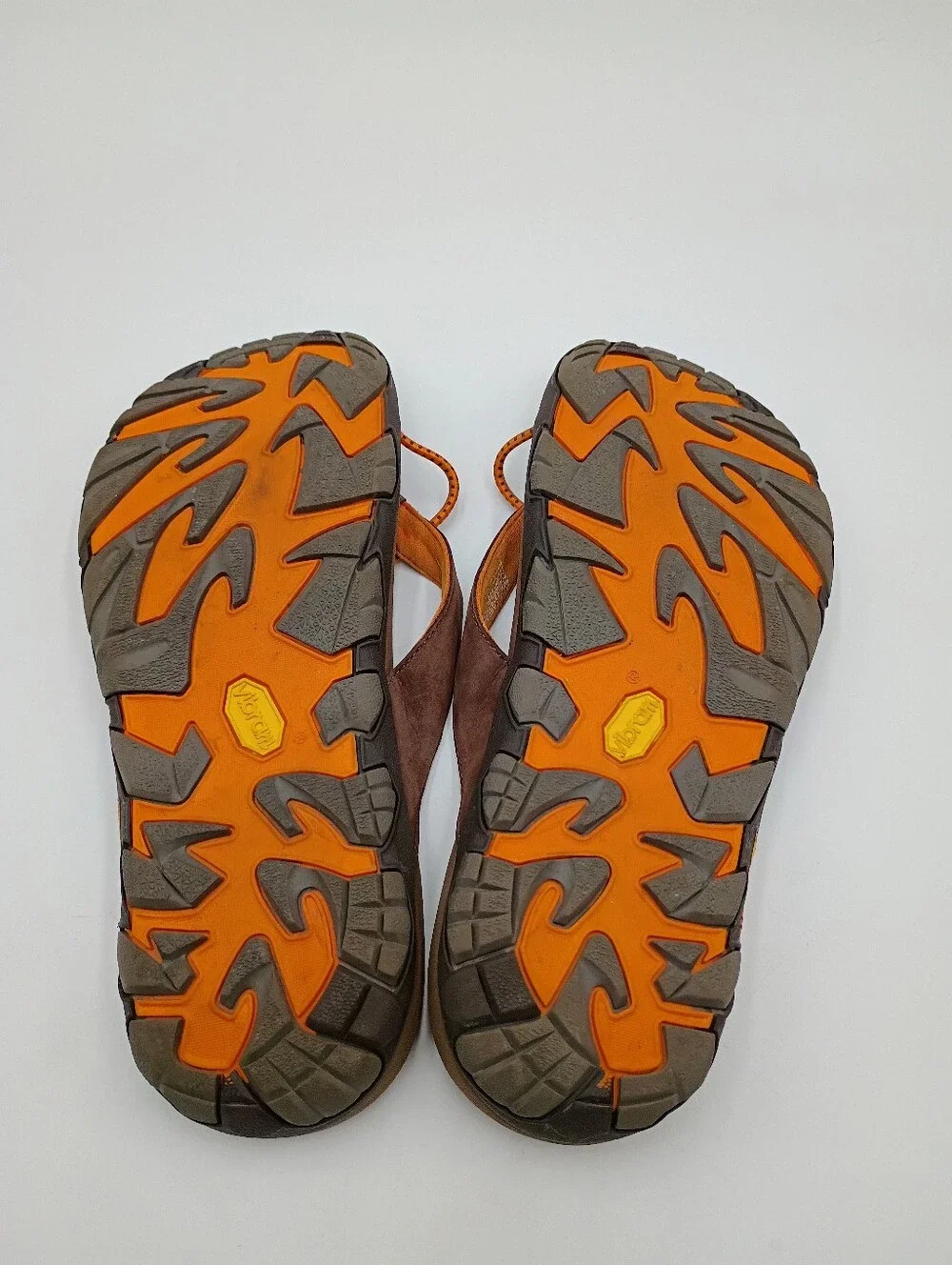 Vionic Cascade Thong Sandals Brown Leather Orthoheel Vibram Soles Womens 10